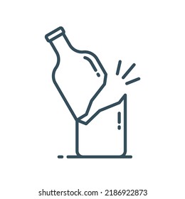 Fragile bottle icon in grey outline style
