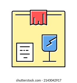 fragile box color icon vector. fragile box sign. isolated symbol illustration