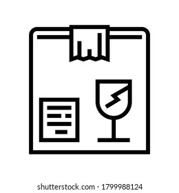 vector de icono de línea de cuadro frágil. señal de caja frágil. símbolo de contorno aislado ilustración negra