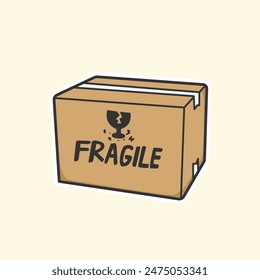 Fragile Box Vector Cute Illustration