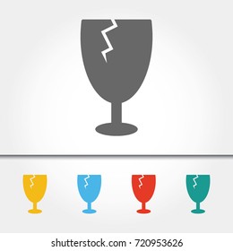 Fragile Broken Glass Sign Single Icon Vector Illustration