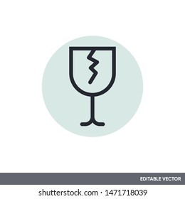 fragile broken glass symbol icon