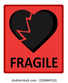 Fragile with a broken heart silhouette