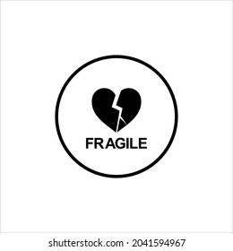 
Fragile Broken Heart-shaped Illustration. Packing Icon Symbol for Valentine Day Gift. Standard Packing Label for Valentine Day Gift. Vector Illustration