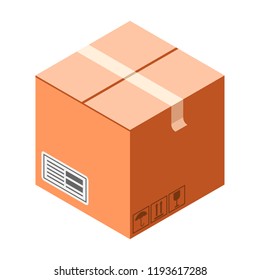 Fragile cardboard box icon. Isometric of fragile cardboard box vector icon for web design isolated on white background