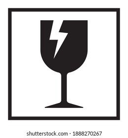 Fragile caution icon symbol vector