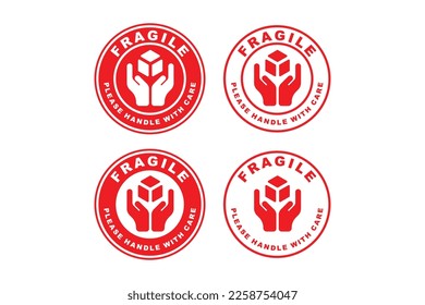 Fragile circle tag Sign vector design symbol collection