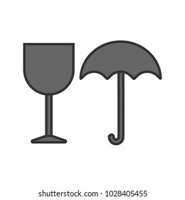 Fragile color icon. Keep dry. Handle with care. Isolated vector illustration