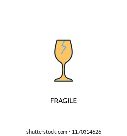 fragile concept 2 colored line icon. Simple yellow and blue element illustration. fragile concept outline symbol design from Delivery set