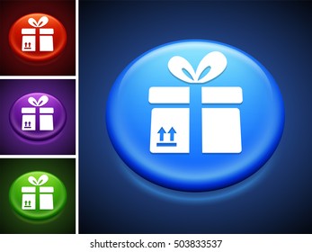 Fragile Container on Blue Round Button