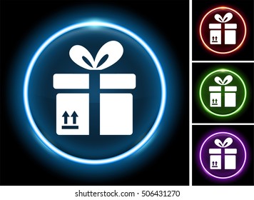 Fragile Container on Glow Round Button