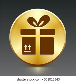Fragile Container on Gold Round Button