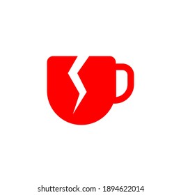 Fragile Cup Icon With Crack Design In Red Color