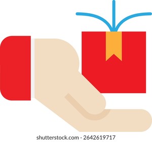 Ilustração plana do vetor do ícone da caixa de entrega frágil