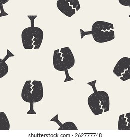 FRAGILE doodle drawing seamless pattern background