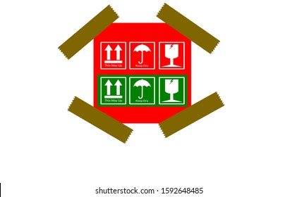 Fragile duct tape for fragile seal or handle with care icons can used for carton marks icon, box signs, shipping marks, package markings, stamp fragile, shipping mark and warning label fragile icons