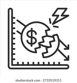 Fragile Economy Icon. Simple Vector Outline Illustration