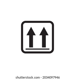 Fragile flache Symbol mit Riss und schwarzem Rahmen einzeln auf weißem Hintergrund. Fragiles Paketsymbol. LabelVektorgrafik