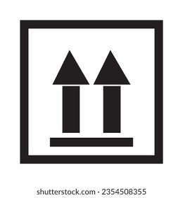 Fragile flat icon with cracked fragile package symbol. Label vector illustration