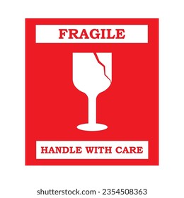 Fragile flat icon with cracked fragile package symbol. Label vector illustration