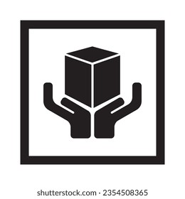 Fragile flat icon with cracked fragile package symbol. Label vector illustration