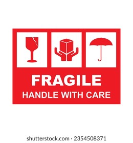 Fragile flat icon with cracked fragile package symbol. Label vector illustration