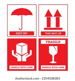 Fragile flat icon with cracked fragile package symbol. Label vector illustration