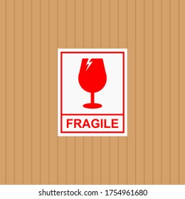Fragile flat icon isolated on white background. Broken glass icon vector. Package symbol. Label vector illustration