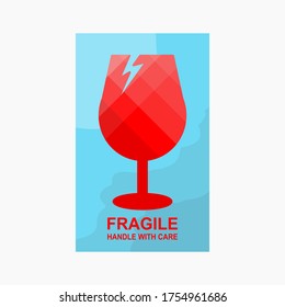 Fragile flat icon isolated on white background. Broken glass icon vector. Package symbol. Label vector illustration