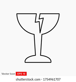 Fragile flat icon isolated on white background. Broken glass icon vector. Package symbol. Label vector illustration