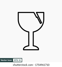 Fragile flat icon isolated on white background. Broken glass icon vector. Package symbol. Label vector illustration