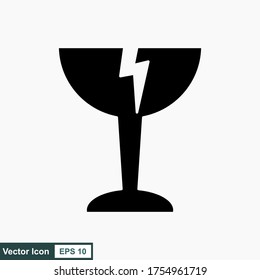 Fragile flat icon isolated on white background. Broken glass icon vector. Package symbol. Label vector illustration