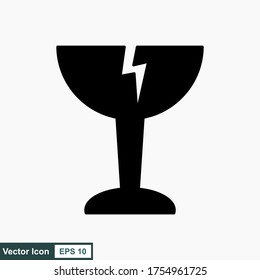Fragile flat icon isolated on white background. Broken glass icon vector. Package symbol. Label vector illustration