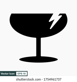 Fragile flache Symbol einzeln auf weißem Hintergrund. Zerbrochenes Glas-Symbol, Vektorgrafik. Paketsymbol. LabelVektorgrafik