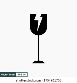 Fragile flache Symbol einzeln auf weißem Hintergrund. Zerbrochenes Glas-Symbol, Vektorgrafik. Paketsymbol. LabelVektorgrafik