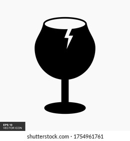 Fragile flat icon isolated on white background. Broken glass icon vector. Package symbol. Label vector illustration