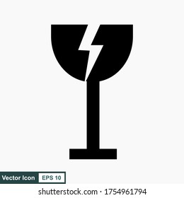 Fragile flat icon isolated on white background. Broken glass icon vector. Package symbol. Label vector illustration