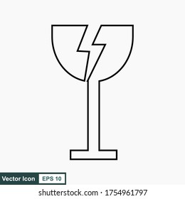 Fragile flache Symbol einzeln auf weißem Hintergrund. Zerbrochenes Glas-Symbol, Vektorgrafik. Paketsymbol. LabelVektorgrafik