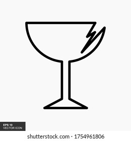 Fragile flat icon isolated on white background. Broken glass icon vector. Package symbol. Label vector illustration
