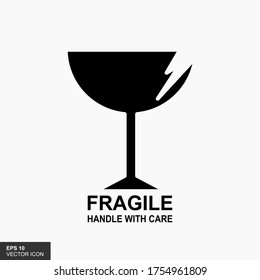 Fragile flat icon isolated on white background. Broken glass icon vector. Package symbol. Label vector illustration