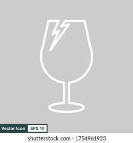 Fragile flache Symbol einzeln auf weißem Hintergrund. Zerbrochenes Glas-Symbol, Vektorgrafik. Paketsymbol. LabelVektorgrafik