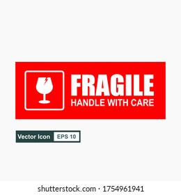 Fragile flat icon isolated on white background. Broken glass icon vector. Package symbol. Label vector illustration