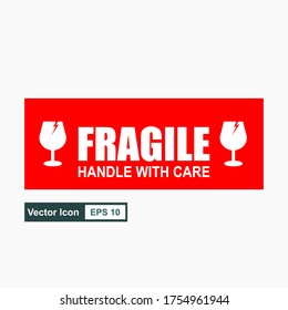 Fragile flat icon isolated on white background. Broken glass icon vector. Package symbol. Label vector illustration