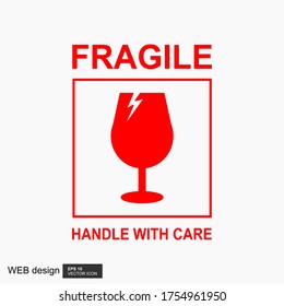 Fragile flache Symbol einzeln auf weißem Hintergrund. Zerbrochenes Glas-Symbol, Vektorgrafik. Paketsymbol. LabelVektorgrafik