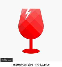 Frágil icono plano aislado en fondo blanco. Vector de icono de vidrio roto. Símbolo del paquete. Ilustración de vector de etiqueta
