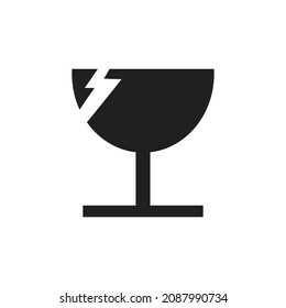 Fragile flat icon isolated on white background. Broken glass icon vector. Package symbol. Label vector illustration