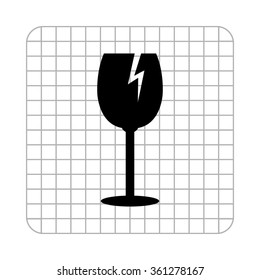 fragile glass  - black vector icon