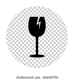 fragile glass  - black vector icon