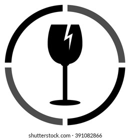 fragile glass  - black vector icon