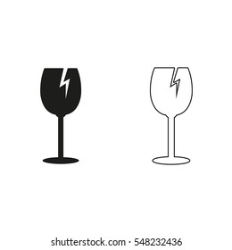 fragile glass  - black vector icon